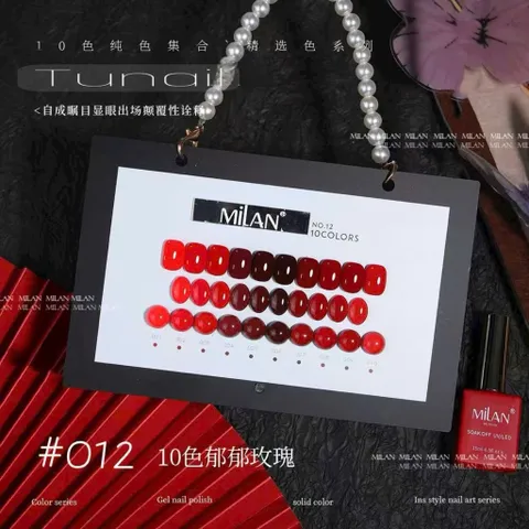 Set sơn gel đỏ MILAN 10 màu HO.T nhất chất siêu đặc đẹp chuẩn tông chai 15ml [ Tặng bảng màu xịn ]