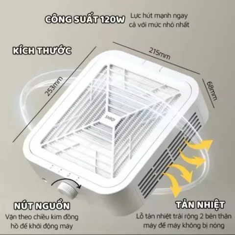 Máy Hút Bụi Nail SNRQI WL007 - WL008 120W Lực Hút Cực Mạnh , Siêu Êm CHÍNH HÃNG SNRQI T8 ( Tặng Cọ Phủi )