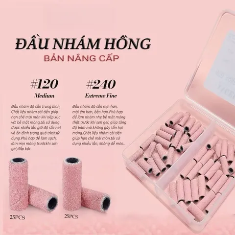 Combo Đầu Mài Giấy Nhám Móng Kèm Lõi Cắm Phiên Bản Nâng Cấp Bền Gấp Hai Lần Hộp 50 Chiếc Size 120-240 [ TÚ ANH NAIL ]