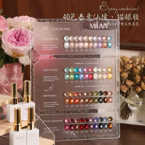 Set Sơn Gel Mắt Mèo Ánh Trăng Cực Quang MILAN 40 Màu Siêu Sáng Đủ Tông HOT ( Tặng Kèm Bảng Màu Xịn )
