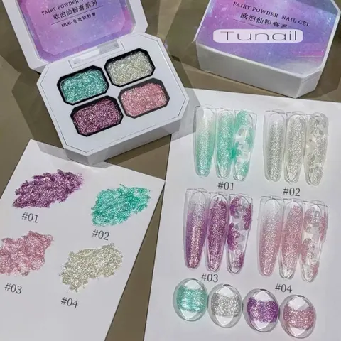 Khay Gel Nhũ Thạch Cao Mịn - Nhũ Khổng Tước Hiệu Ứng Lấp Lánh Siêu Sáng Cho Móng - Gel Dặm Ombre Nail Đa Năng Mã HOT