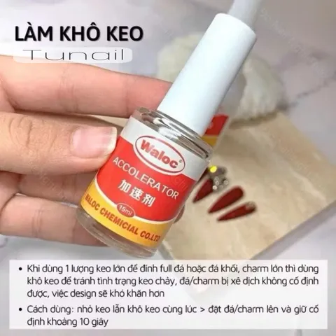 Dung dịch khô keo Waloc lẻ chai - Khô keo cấp tốc làm sáng đá đa năng ngành Nail chai 15ml Chính Hãng ( TÚ ANH NAIL )