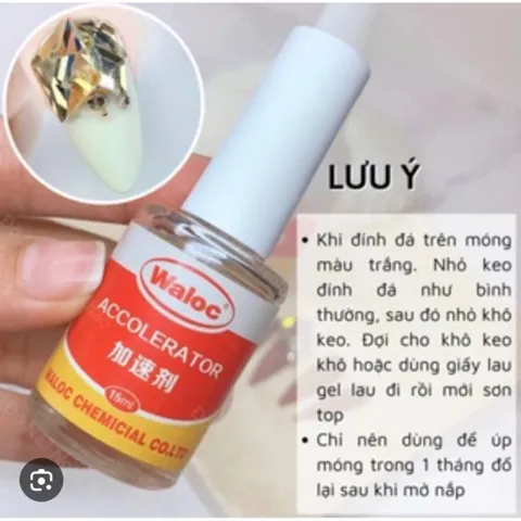 Dung dịch khô keo Waloc lẻ chai - Khô keo cấp tốc làm sáng đá đa năng ngành Nail chai 15ml Chính Hãng ( TÚ ANH NAIL )