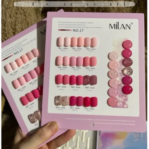 Set sơn gel 12 màu Milan cao cấp tông hồng thời thượng chai 15ml ( Tặng kèm bảng màu Mica xịn )
