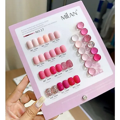 Set sơn gel 12 màu Milan cao cấp tông hồng thời thượng chai 15ml ( Tặng kèm bảng màu Mica xịn )