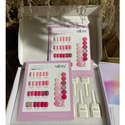 Set sơn gel 12 màu Milan cao cấp tông hồng thời thượng chai 15ml ( Tặng kèm bảng màu Mica xịn )