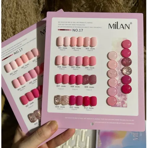 Set sơn gel 12 màu Milan cao cấp tông hồng thời thượng chai 15ml ( Tặng kèm bảng màu Mica xịn )