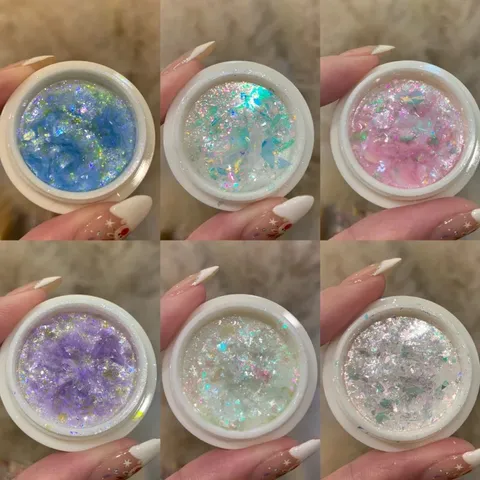 Set 6 hũ giấy khổng tước trang trí tạo mẫu nail ẩn siêu Hot