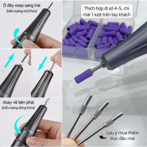 Lõi cắm giấy nhám mini mài móng thiết kế nhỏ gọn dễ đi khoé chuyên dụng ngành nail