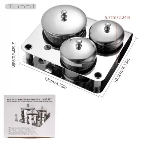 Bộ 3 Nồi INOX Không Gỉ Cao Cấp Đựng Liqid Lư.u Huỳnh Đắp Bột Móng Có Nắp Đậy Chống Bay Hơi - Chống Ăn Mòn Tiện Lợi