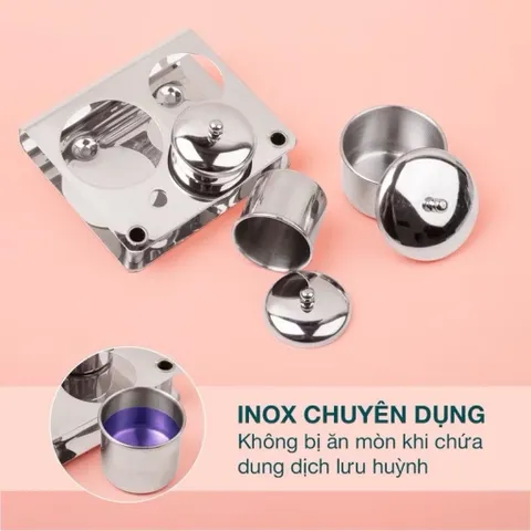 Bộ 3 Nồi INOX Không Gỉ Cao Cấp Đựng Liqid Lư.u Huỳnh Đắp Bột Móng Có Nắp Đậy Chống Bay Hơi - Chống Ăn Mòn Tiện Lợi