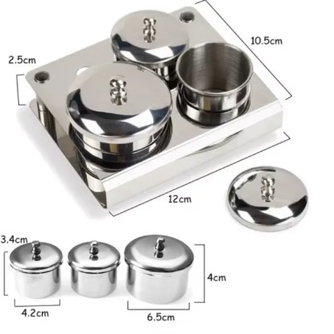 Bộ 3 Nồi INOX Không Gỉ Cao Cấp Đựng Liqid Lư.u Huỳnh Đắp Bột Móng Có Nắp Đậy Chống Bay Hơi - Chống Ăn Mòn Tiện Lợi