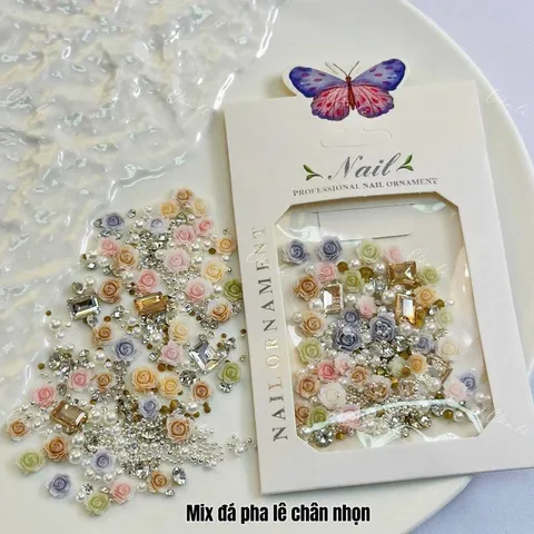 Set charm hoa hồng mẫu mới cánh hoa siêu mảnh đẹp như hoa thật đủ màu Hot