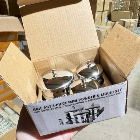 Bộ 3 Nồi INOX Không Gỉ Cao Cấp Đựng Liqid Lư.u Huỳnh Đắp Bột Móng Có Nắp Đậy Chống Bay Hơi - Chống Ăn Mòn Tiện Lợi