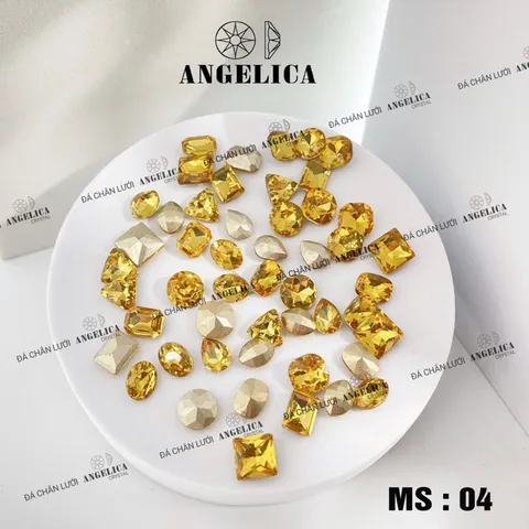 Set 100v đá khối chân lồi Angelica cao cấp siêu sáng bền không bong chân keo đính móng