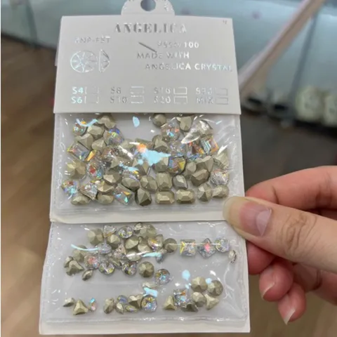 Set 100v đá khối chân lồi Angelica cao cấp siêu sáng bền không bong chân keo đính móng