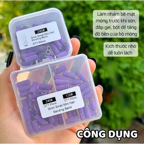 Hộp 50 giấy nhám mịn tím size mini lắp đầu mài móng giúp bộ móng úp siêu bền cực HOT