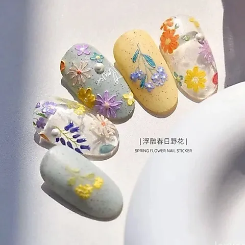 Sticker hình dán hoa nổi 5D nhiều màu hoa nhí nail siêu xinh Hot