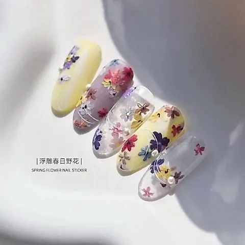 Sticker hình dán hoa nổi 5D nhiều màu hoa nhí nail siêu xinh Hot