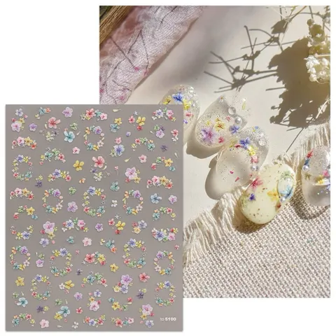 Sticker hình dán hoa nổi 5D nhiều màu hoa nhí nail siêu xinh Hot