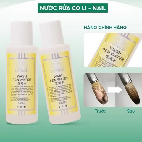 Nước rửa cọ Li Nail CHÍNH HÃNG siêu sạch , giúp làm mềm lông cọ tăng độ bền cho cọ Nail chuyên dụng chai 200ml