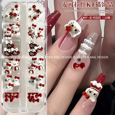 [ HOT ] Charm Hello Kitty Khay 12 Ngăn Mix Nhiều Kiểu Trang Trí Móng Tay Đính Nailbox Cực Xinh [ TÚ ANH NAIL ]