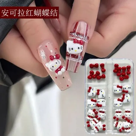 [ HOT ] Charm Hello Kitty Khay 12 Ngăn Mix Nhiều Kiểu Trang Trí Móng Tay Đính Nailbox Cực Xinh [ TÚ ANH NAIL ]