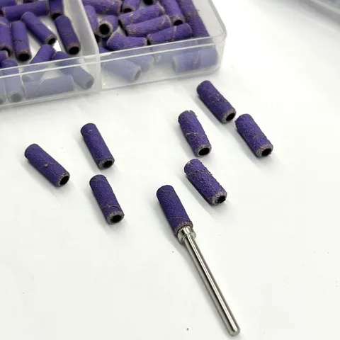 Hộp 60 đầu giấy nhám mịn tím mini mài móng chia 2 ngăn size 120/240 tiện lợi giúp bộ nail siêu bền