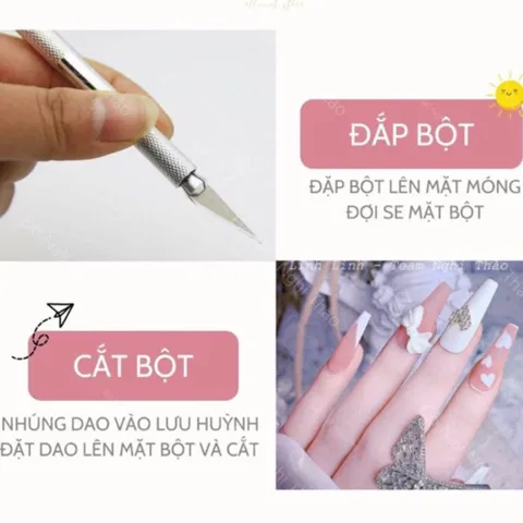 Dao cắt bột tạo phom móng bột tặng kèm 5 đầu cắt chuyên dụng ngành nail