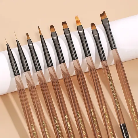 set 9 cọ nâu đủ cây cần thiết làm móng lông xịn chuẩn đẹp từng milimet đang HOT