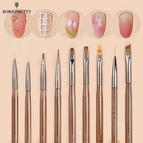 set 9 cọ nâu đủ cây cần thiết làm móng lông xịn chuẩn đẹp từng milimet đang HOT