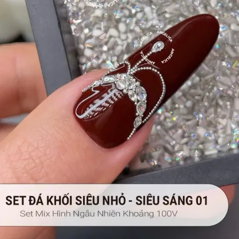 Set 100V Đá Khối Super Mini Chân Bằng Siêu Sáng Bền Đính Trang Trí Móng Tay - Tổng Hợp Các Mẫu Đá Úc Angelica HOT