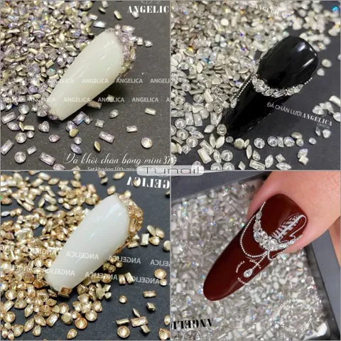 Set 100V Đá Khối Super Mini Chân Bằng Siêu Sáng Bền Đính Trang Trí Móng Tay - Tổng Hợp Các Mẫu Đá Úc Angelica HOT