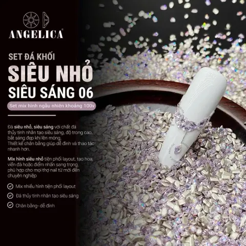 Set 100V Đá Khối Super Mini Chân Bằng Siêu Sáng Bền Đính Trang Trí Móng Tay - Tổng Hợp Các Mẫu Đá Úc Angelica HOT