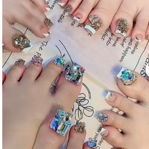 Khay đá khối Angelica chân keo siêu bền mix 2 mẫu siêu sáng đẹp đính móng