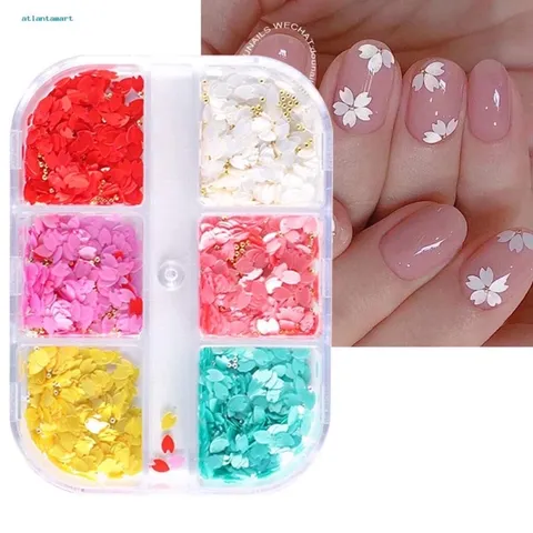 Nhũ sticker hình cánh hoa trang trí móng nailbox siêu xinh TU NAIL