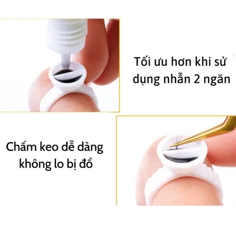 Nhẫn đựng keo nối mi ,mực phun xăm đa năng chia ngăn chuyên dụng bịch 100 chiếc