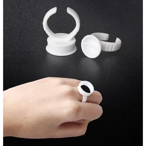 Nhẫn đựng keo nối mi ,mực phun xăm đa năng chia ngăn chuyên dụng bịch 100 chiếc