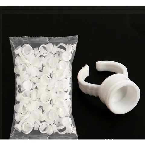 Nhẫn đựng keo nối mi ,mực phun xăm đa năng chia ngăn chuyên dụng bịch 100 chiếc