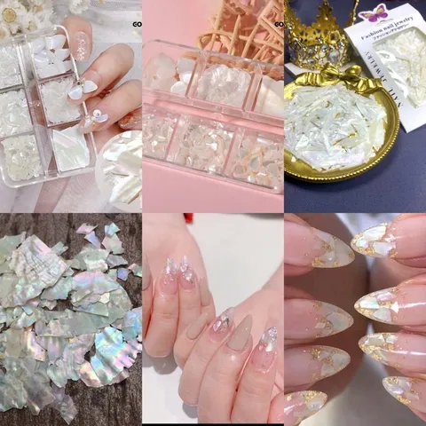 Xà cừ trắng siêu mỏng ẩn gel trang trí tạo kiểu Nail