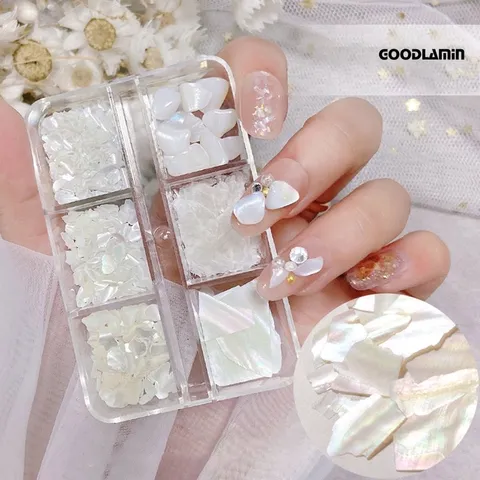 Xà cừ trắng siêu mỏng ẩn gel trang trí tạo kiểu Nail