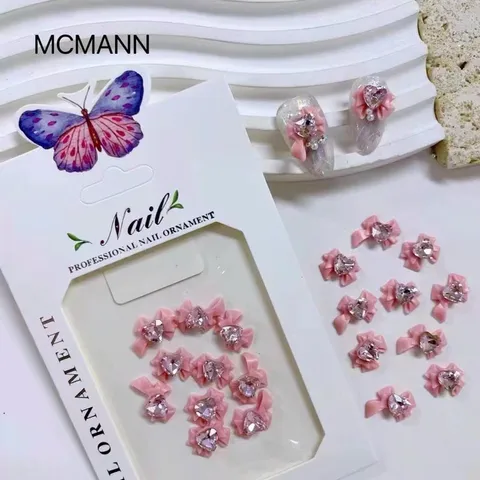 Set cham nơ nhuỵ đá đính trang trí nail siêu xinh Hot