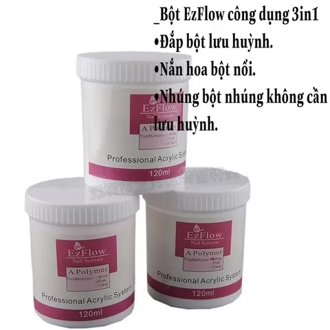 Bột đắp Mỹ Ezflow chính hãng siêu dẻo mịn không pha tạp đắp bột móng,hoa nổi siêu dẻo mịn hũ to 120ml