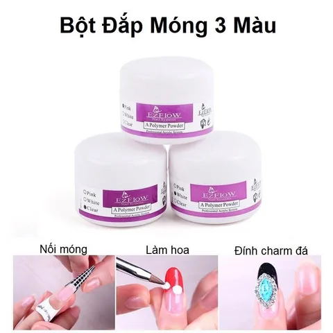 Bột mỹ Ez flow đắp hoa bột nail , đắp móng bột nail siêu dẻo mịn không lẫn tạp chất đắp siêu êm