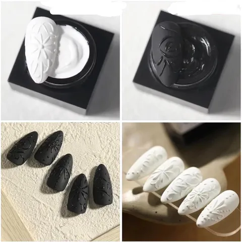 Gel vẽ nổi đen trắng trong chà tráng gương vẽ tạo kiểu nail siêu đặc đẹp