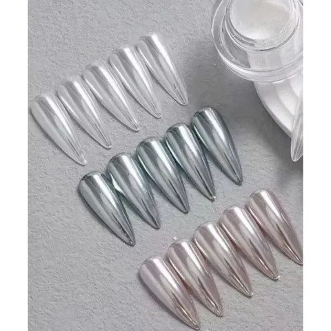 Tráng gương trắng ánh bạc tráng gương cực quang nail mẫu mới hot trend