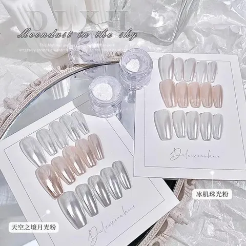 Tráng gương trắng ánh bạc tráng gương cực quang nail mẫu mới hot trend