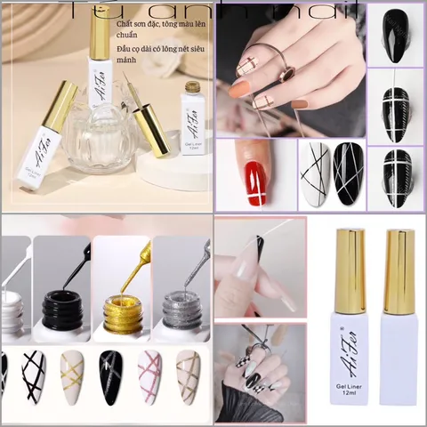 sơn cọ nét gel Aifer siêu đặc nét mảnh vẽ móng chuyên dụng đủ màu cơ bản nhất