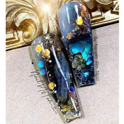 Khay xà cừ siêu mỏng 12 hũ cao cấp đủ màu ẩn gel Design Nail siêu HO.T