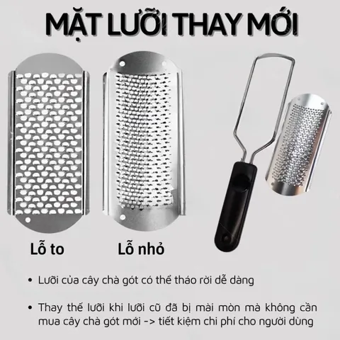 Chà gót chân inox không gỉ thay được lưỡi chuyên dụng ngành nail spa